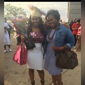 Cute striped dress! Fit and flare! So flattering